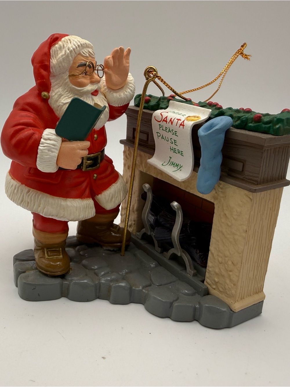 1995 Coca Cola Santa Figurine Ornament in Red, White and Green